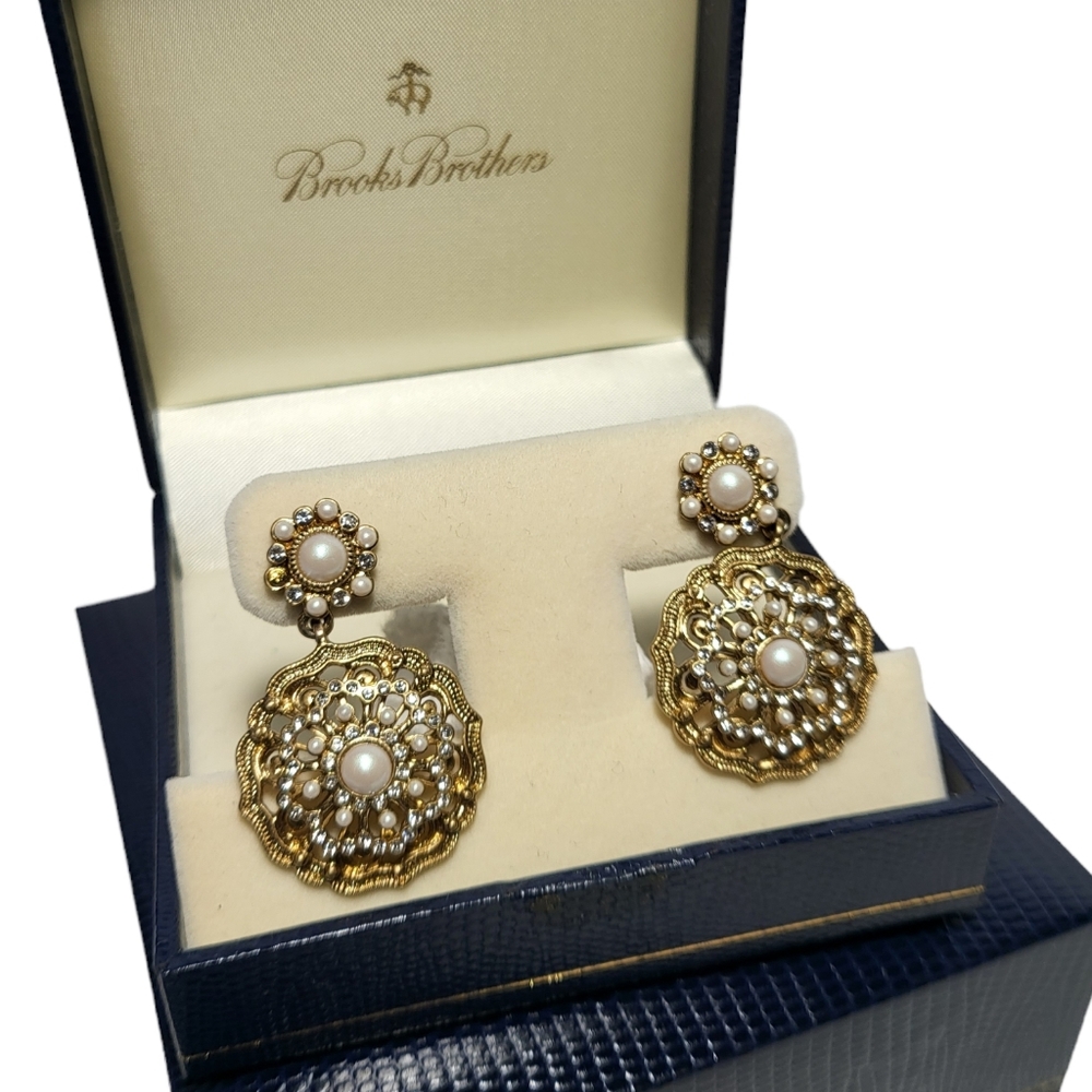 BROOKS BROTHER'S Women's Dangle Drop Statement Wedding Earrings